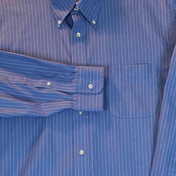 Lands End Pinpoint Oxford Shirt No-Iron Cotton Sz 16.5 - Picture 3 of 14